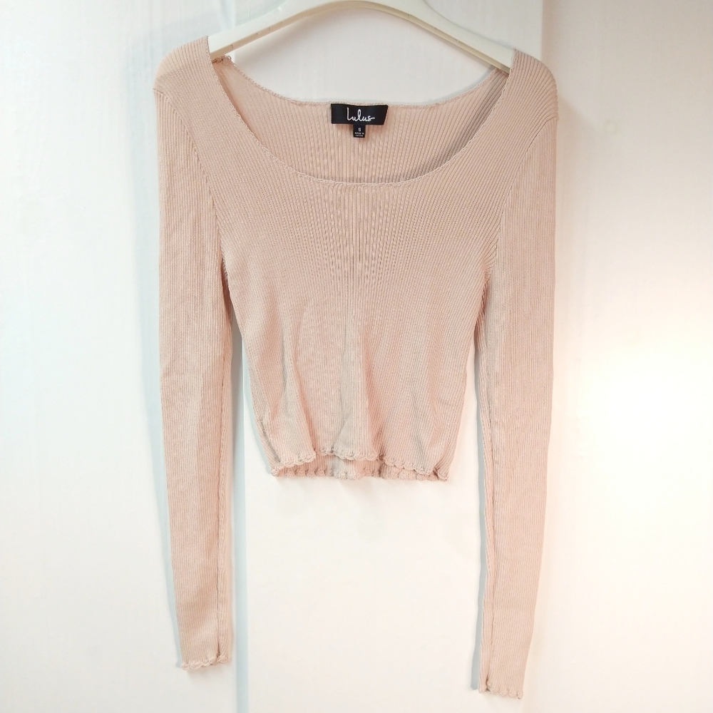 Lulu's S Scoop Neck Knit Sweater Pink